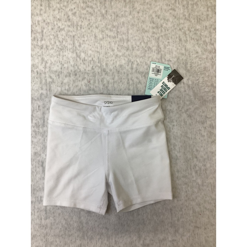 DSG Girls Performance Shortie Pure White Mid Rise Athletic Shorts XS 6-7 NEW